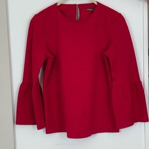 J McLaughlin Chic Red Bell Sleeve Blouse